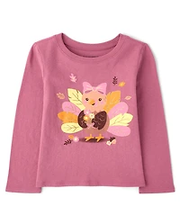 Baby And Toddler Girls Thanksgiving Turkey Graphic Tee