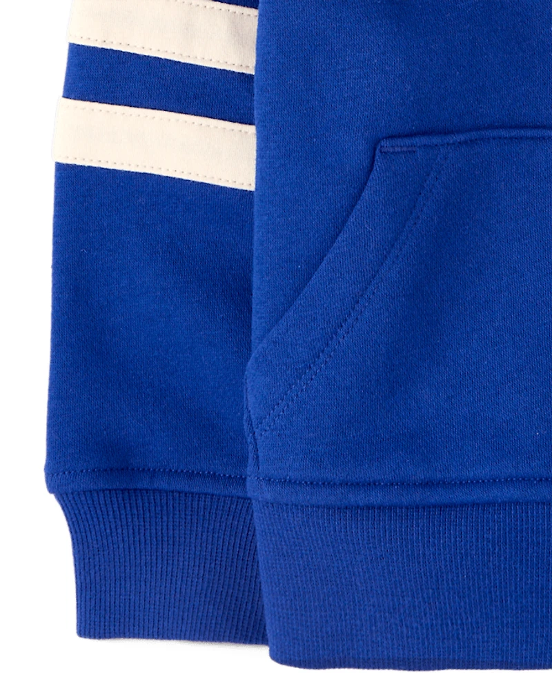 Sweat à capuche en polaire premium rayures universitaires pour bébés et petits garçons