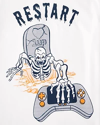 Boys Halloween Video Game Restart Graphic Tee