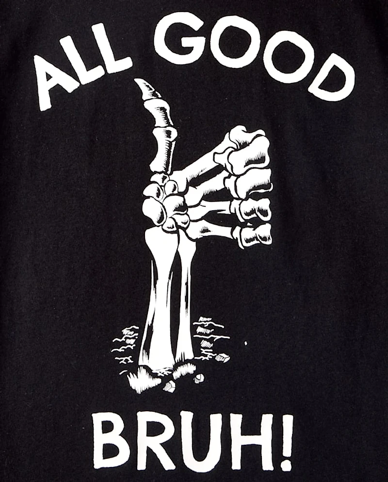 Boys Glow Halloween All Good Bruh Graphic Tee