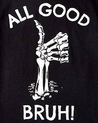 Boys Glow Halloween All Good Bruh Graphic Tee