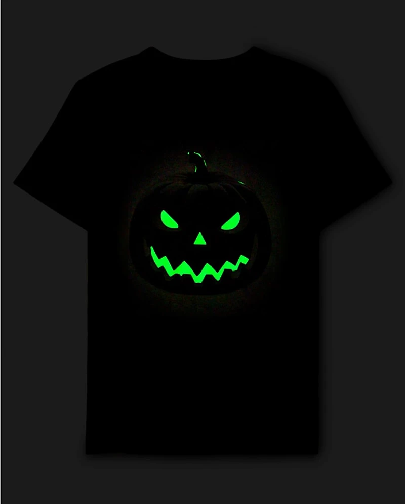 Boys Glow Halloween Pumpkin Graphic Tee