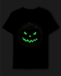 Boys Glow Halloween Pumpkin Graphic Tee