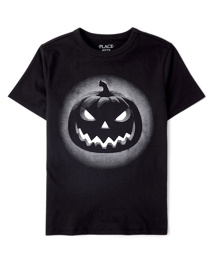Boys Glow Halloween Pumpkin Graphic Tee