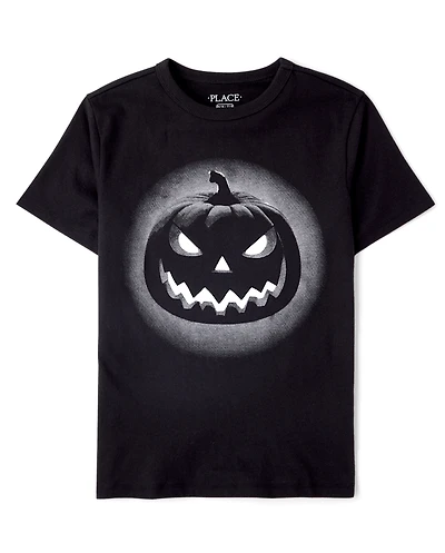 Boys Glow Halloween Pumpkin Graphic Tee