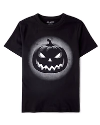 Boys Glow Halloween Pumpkin Graphic Tee