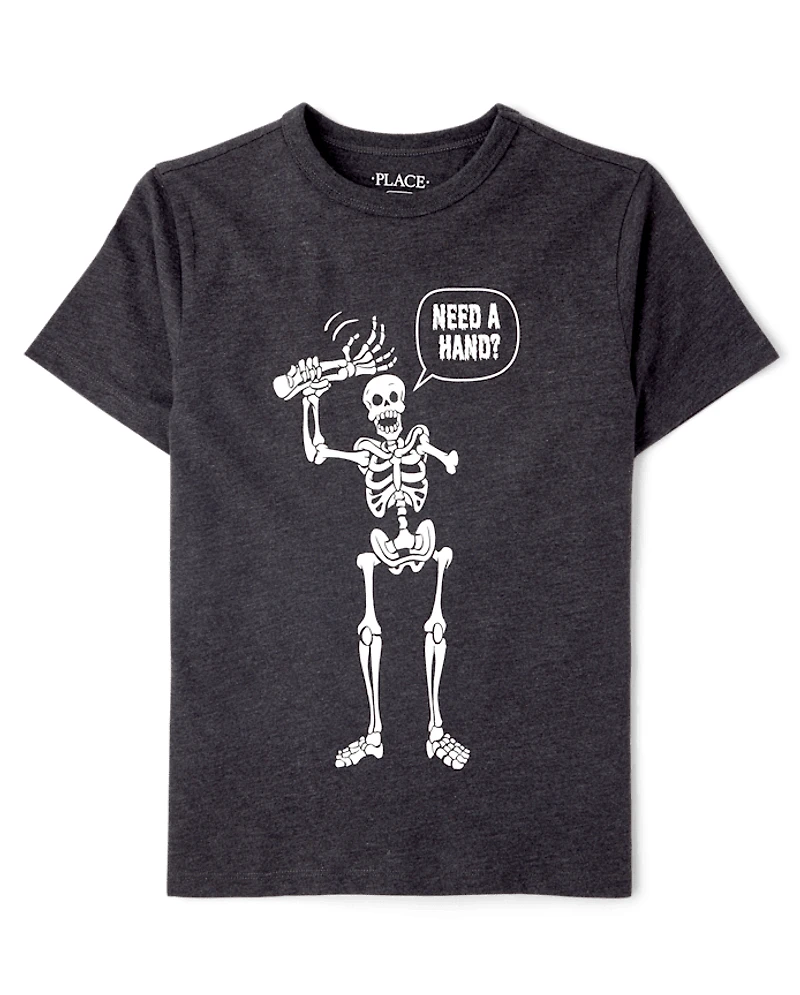 Boys Halloween Skeleton Hand Graphic Tee