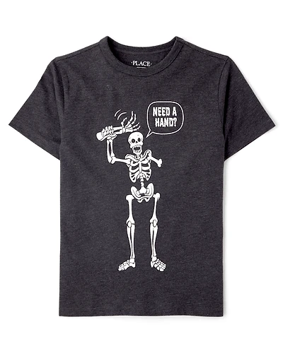 Boys Halloween Skeleton Hand Graphic Tee