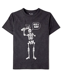 Boys Halloween Skeleton Hand Graphic Tee