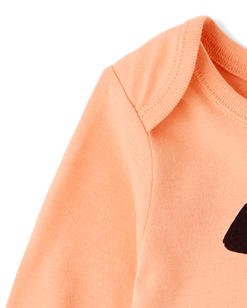 Baby Halloween Pumpkin Face Graphic Bodysuit