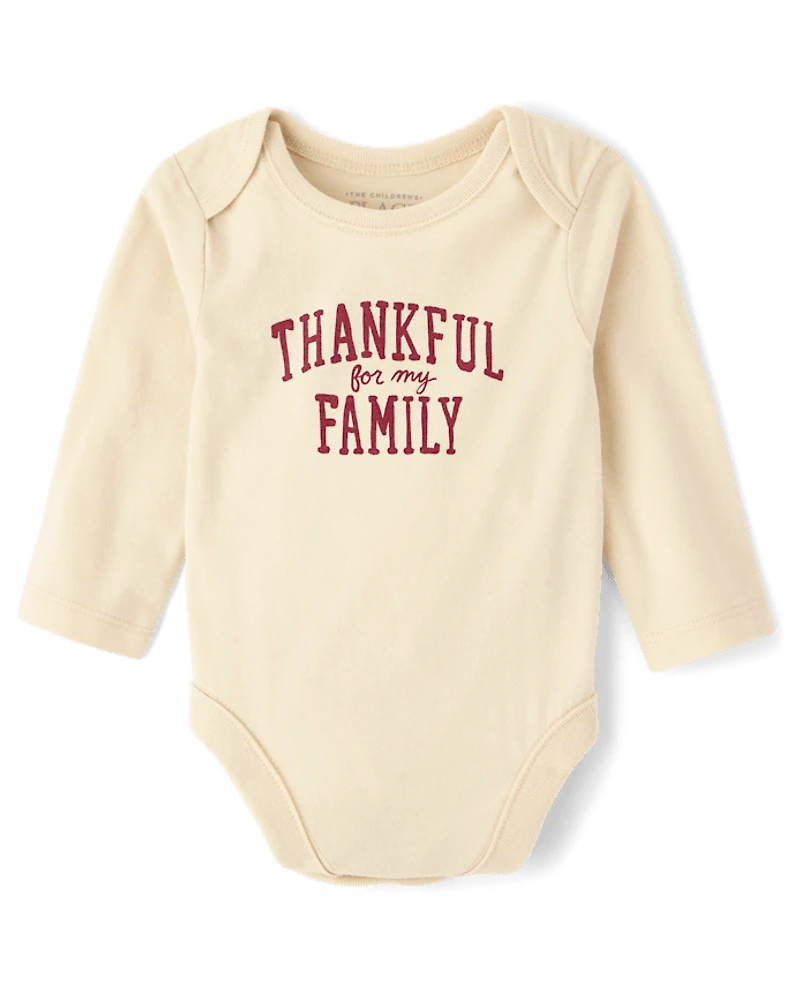Baby Matching Family Thanksgiving Thankful Graphic Bodysuit