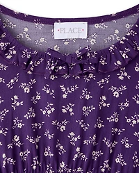 Girls Floral Ruffle Top