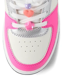 Girls Colorblock Beaded Low Top Sneakers