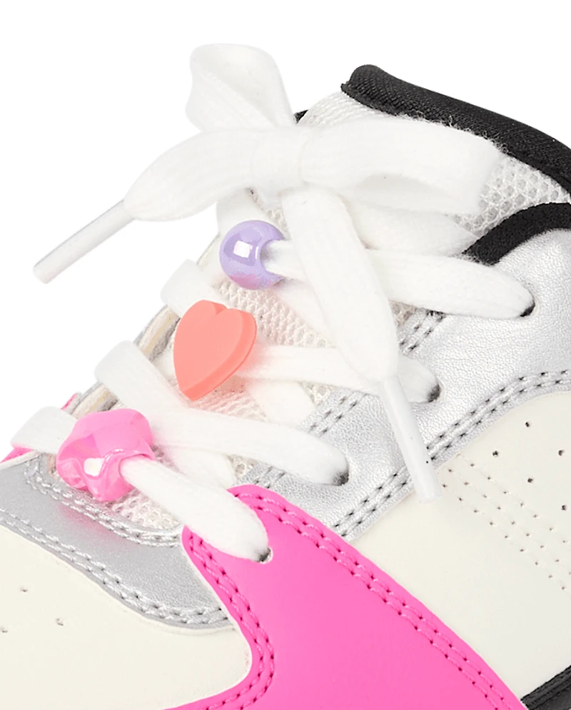 Girls Colorblock Beaded Low Top Sneakers