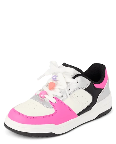 Girls Colorblock Beaded Low Top Sneakers