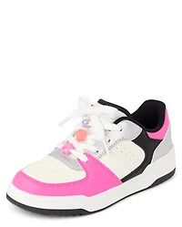 Girls Colorblock Beaded Low Top Sneakers