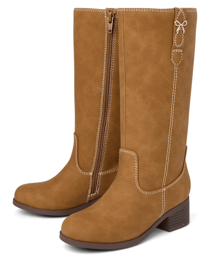 Girls Low Heel Tall Boots