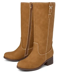 Girls Low Heel Tall Boots