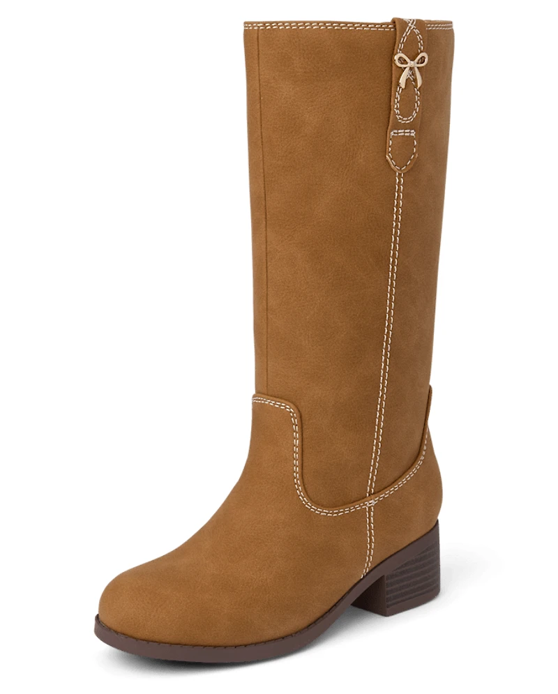 Girls Low Heel Tall Boots
