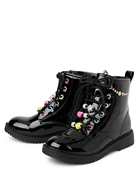 Girls Beaded Combat Boots