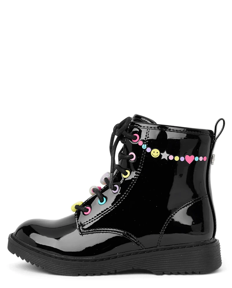 Girls Beaded Combat Boots