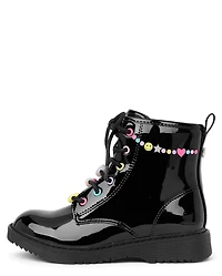 Girls Beaded Combat Boots