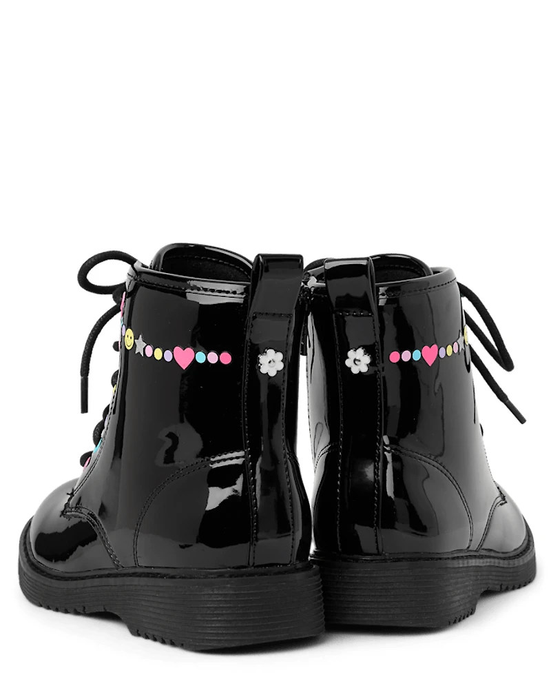 Girls Beaded Combat Boots
