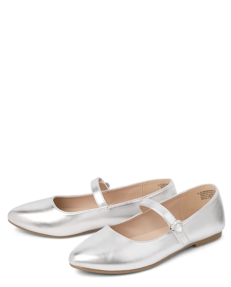 Girls Heart Stud Ballet Flats
