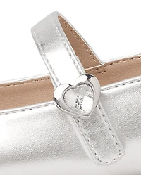 Girls Heart Stud Ballet Flats