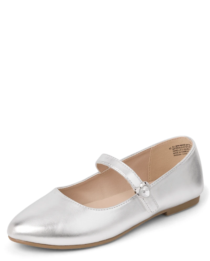 Girls Heart Stud Ballet Flats