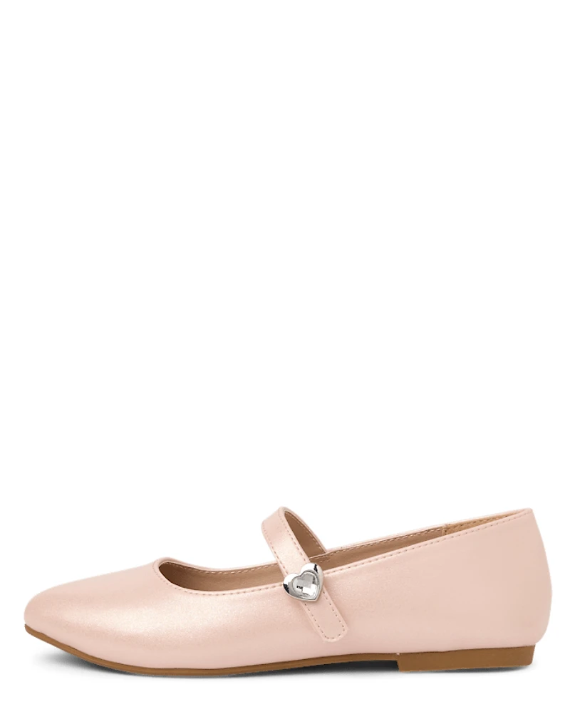 Girls Heart Stud Ballet Flats