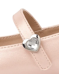 Girls Heart Stud Ballet Flats