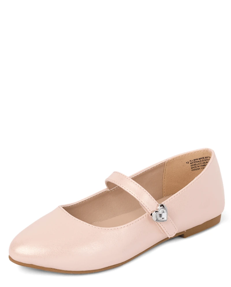 Girls Heart Stud Ballet Flats