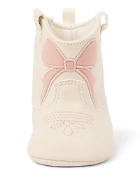 Baby Girls Embroidered Bow Cowgirl Boots