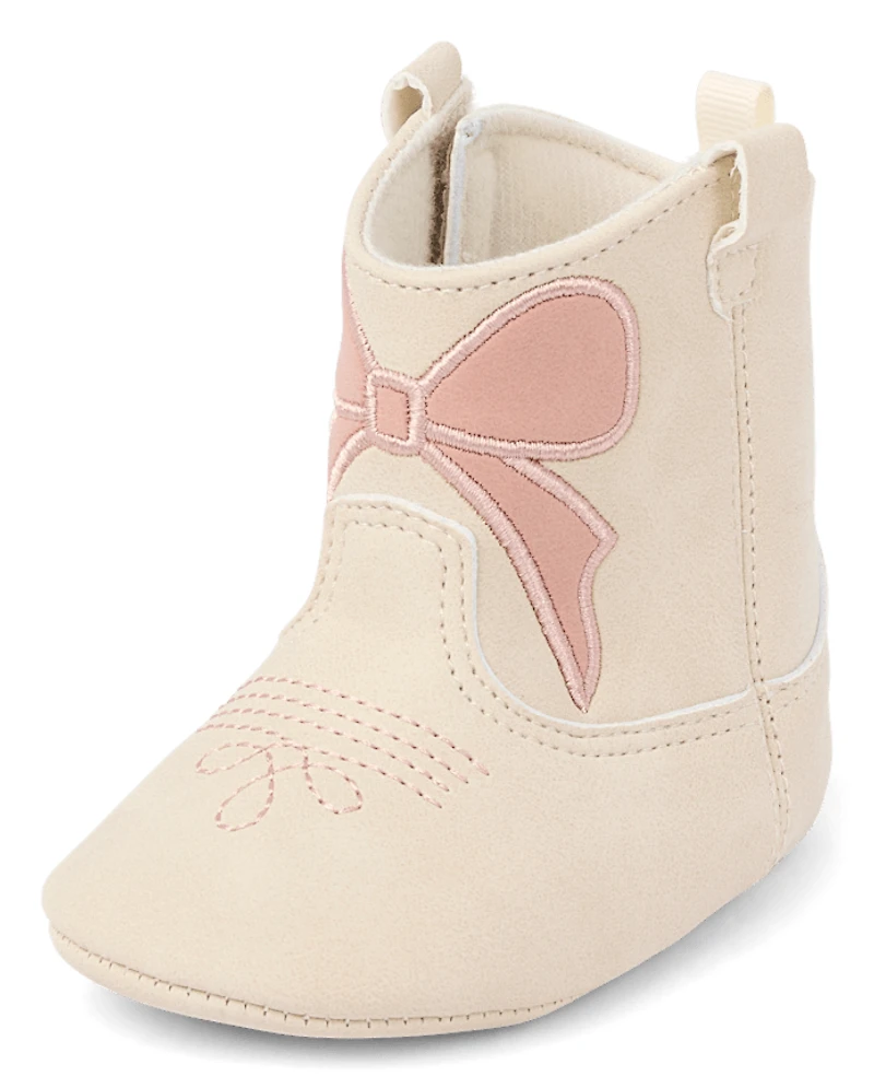 Baby Girls Embroidered Bow Cowgirl Boots