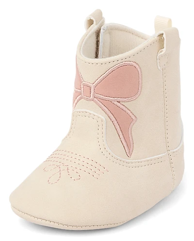 Baby Girls Embroidered Bow Cowgirl Boots