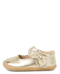 Baby And Toddler Girls Metallic Bow First Steps Mary Jane Shoes