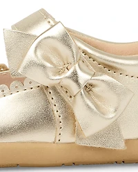 Baby And Toddler Girls Metallic Bow First Steps Mary Jane Shoes