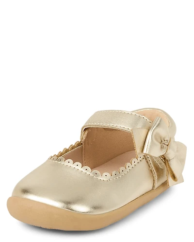 Baby And Toddler Girls Metallic Bow First Steps Mary Jane Shoes