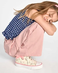 Girls Bow High Top Sneakers
