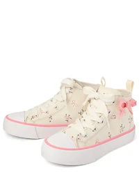 Girls Bow High Top Sneakers