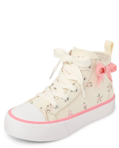 Girls Bow High Top Sneakers