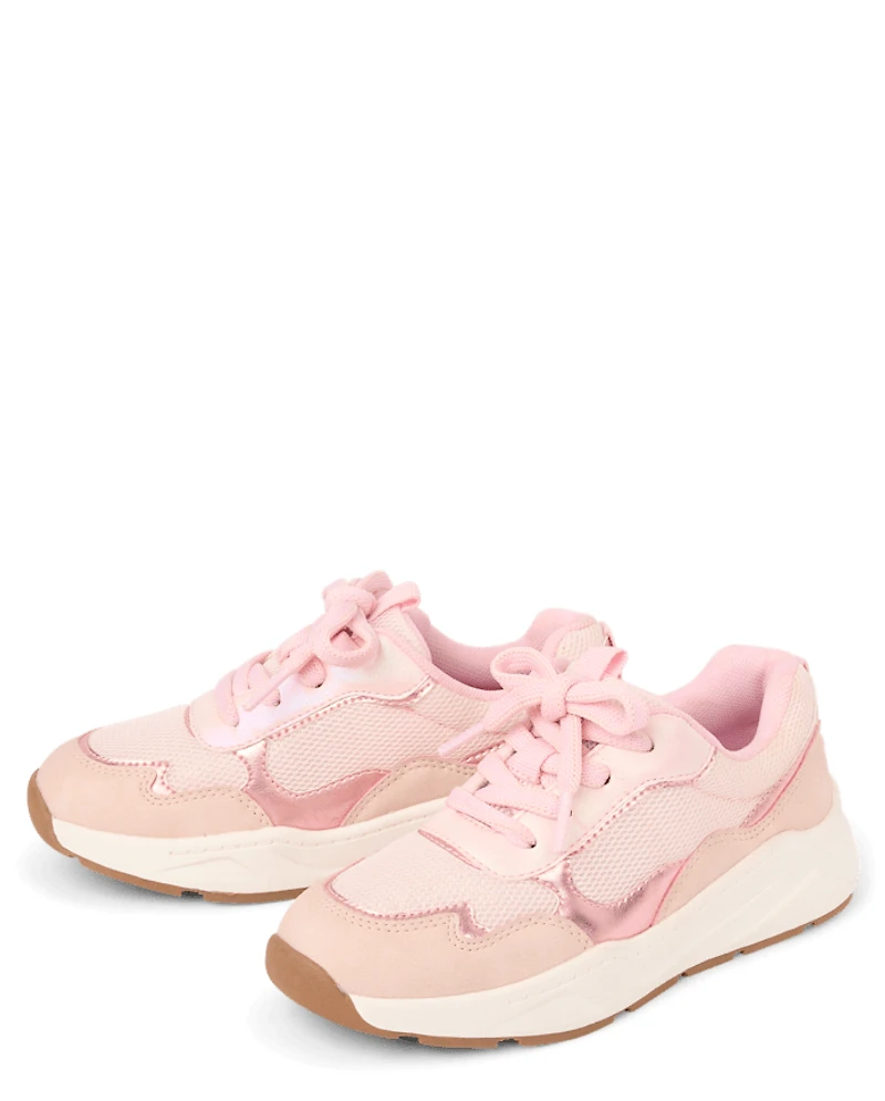 Girls Metallic Colorblock Running Sneakers