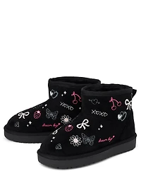 Girls Doodle Teddy Boots