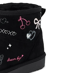 Girls Doodle Teddy Boots