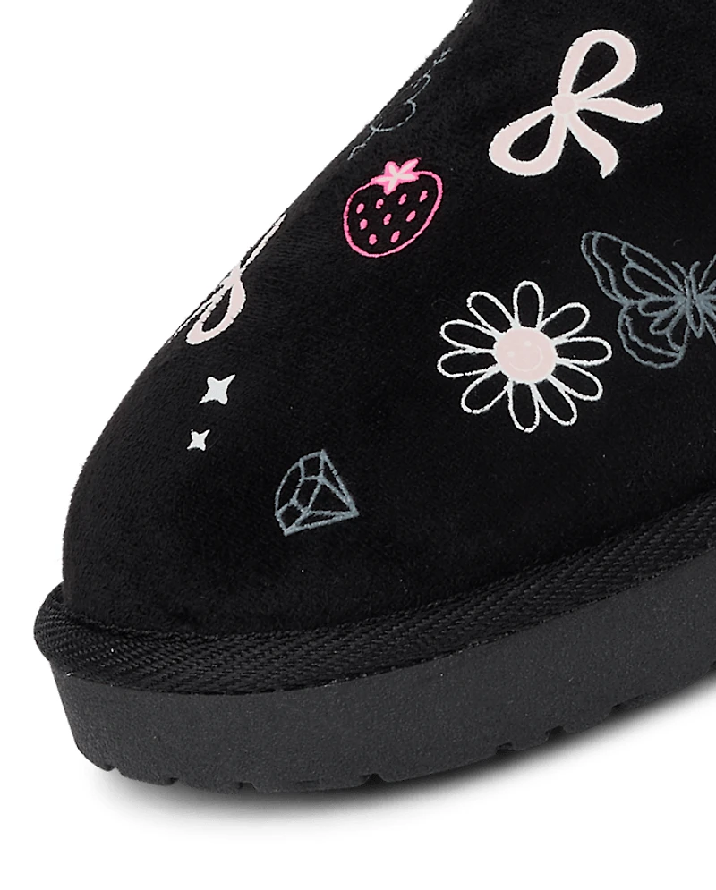Girls Doodle Teddy Boots