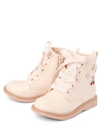 Toddler Girls Charm Stud Lace Up Boots