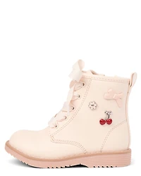 Toddler Girls Charm Stud Lace Up Boots