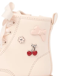 Toddler Girls Charm Stud Lace Up Boots