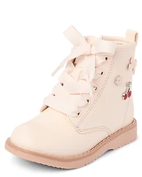 Toddler Girls Charm Stud Lace Up Boots